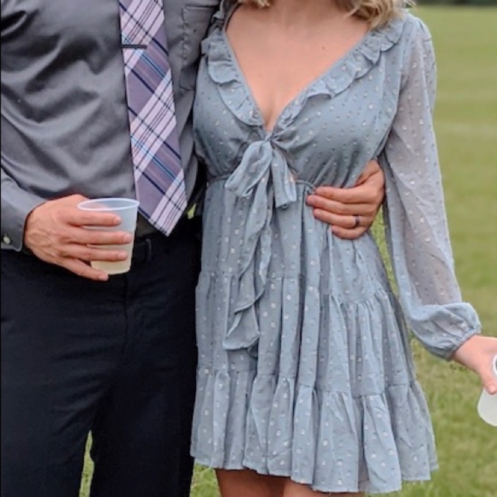 VICI Oliver Swiss Dot Tie Front Dress - Picture 5 of 5